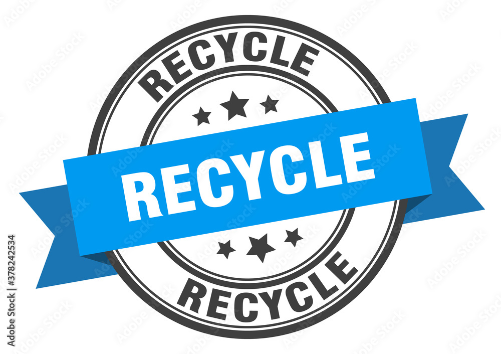 recycle label sign. round stamp. band. ribbon recycle label sign. round stamp. band. ribbon