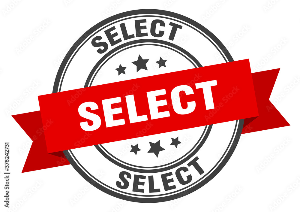 Fototapeta premium select label sign. round stamp. band. ribbon