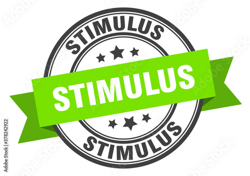 stimulus label sign. round stamp. band. ribbon