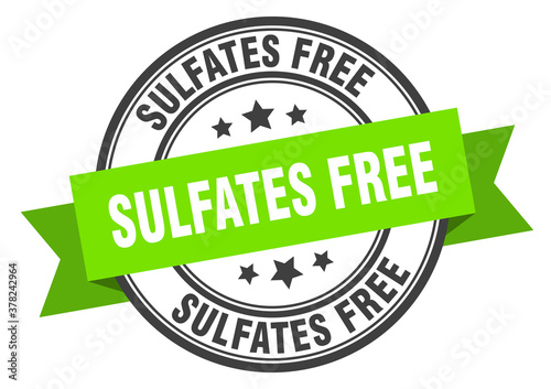 sulfates free label sign. round stamp. band. ribbon