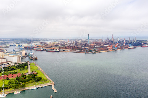 鹿島臨海工業地帯と港公園（茨城県神栖市）