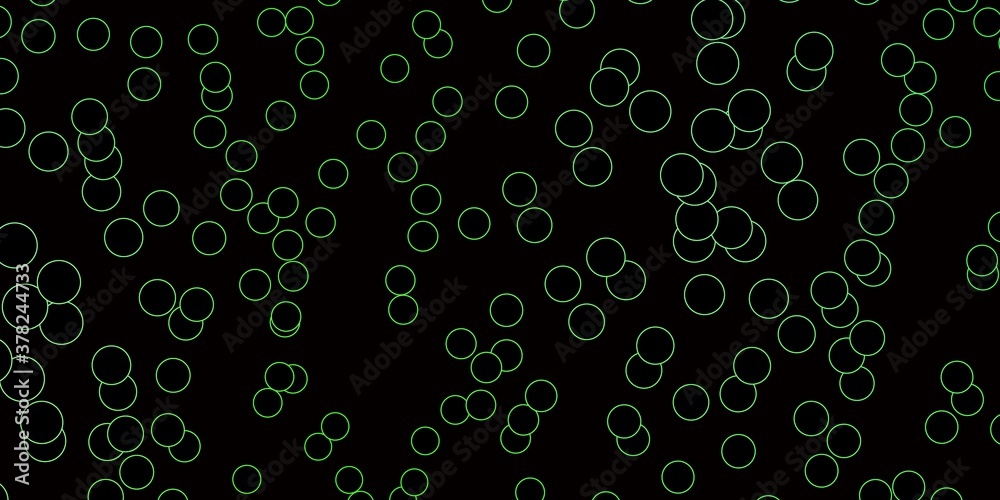 Dark Green vector background with spots. Illustration with set of shining colorful abstract spheres. Design for posters, banners.