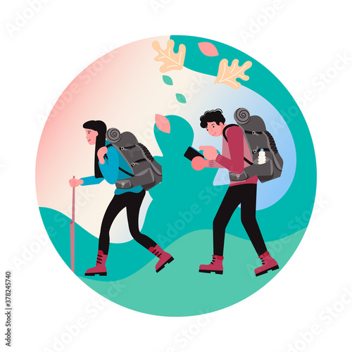 Man and woman backpackers