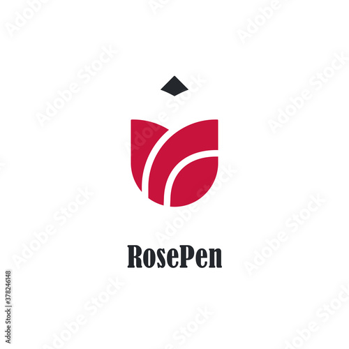 Rose Shaped Pencil Logo