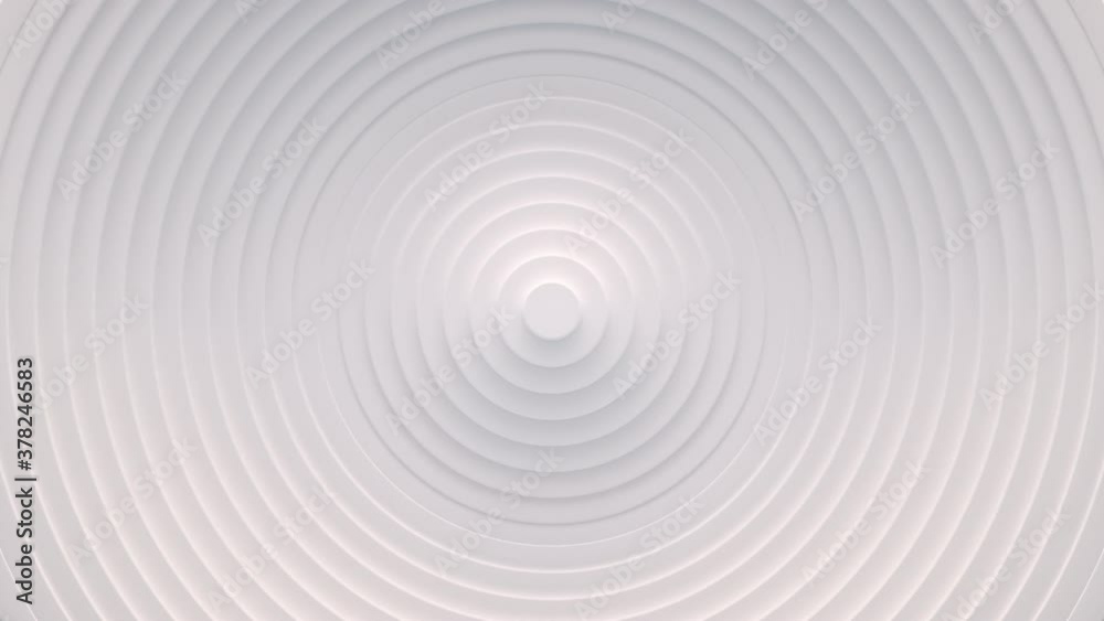 Wave from concentric circles, rings on the surface. Bright, milky radio wave abstract motion background. Seamless loop.