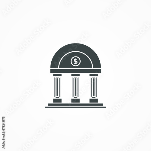 Simple bank building icon flat design