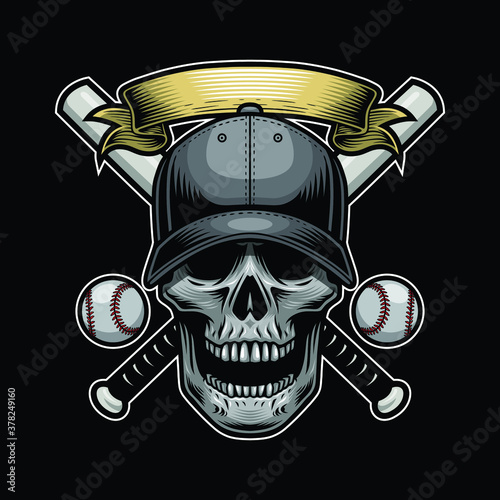 Baseball skull illustration