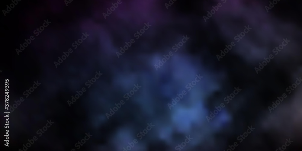 Dark BLUE vector template with sky, clouds. Colorful illustration with abstract gradient clouds. Template for websites.