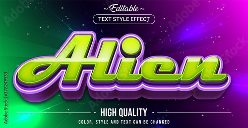 Editable text style effect - Alien theme style. photo