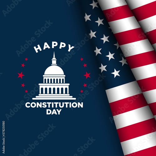 Constitution Day Background with USA Flag Illustration. Vector Illustration