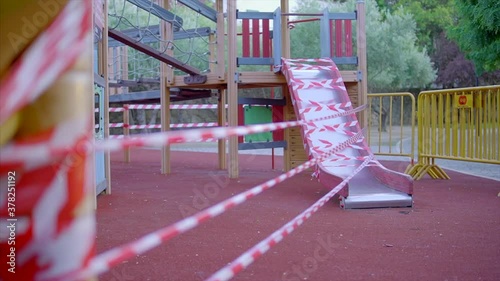 Playground closed by covid19 with quarantine. photo