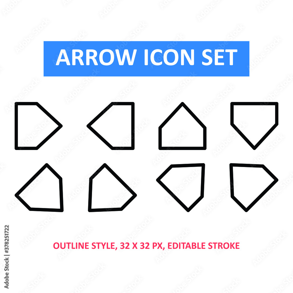 arrow vector icon set, outline style on white background. outline expanded. base 32 x 32 pixels. editable stroke. web and presentation icons. direction. button. arrow vector icon set, outline style on white background. outline expanded. base 32 x 32 pixels. editable stroke. web and presentation icons. direction. button.