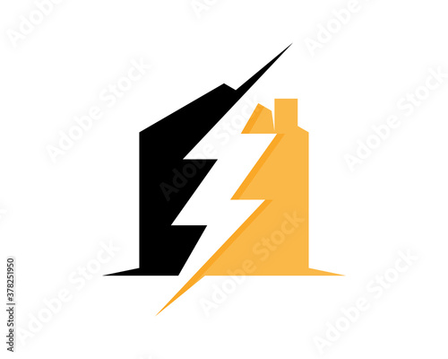 Home energy with electrical symbol inside