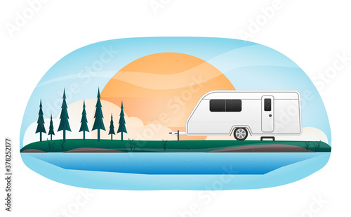 vacation on trailer motorhome