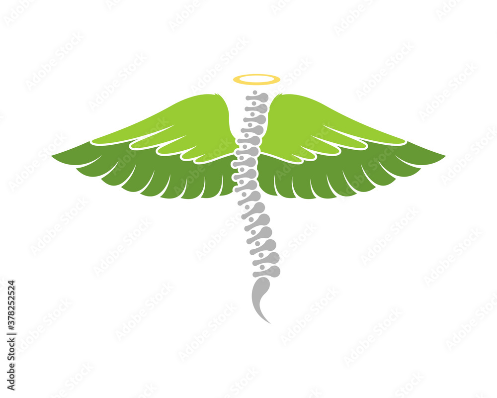 Fototapeta premium Flying spine with green wings