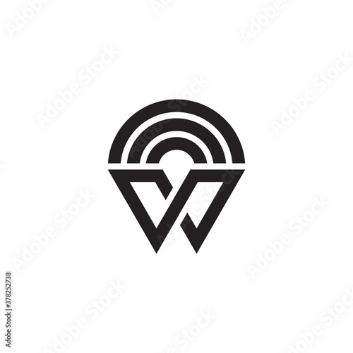 letter w stripes signal geometric line design logo vector