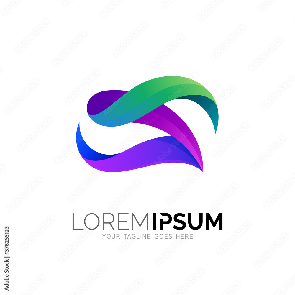 Naklejka premium Letter S logo and colorful 3d icon template, Abstract letter S logos
