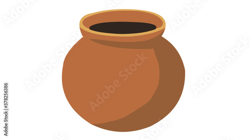 clay pot isolated on white background photo