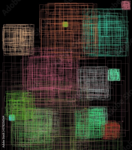 Colorful Thread drawing in space