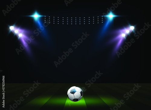Bright stadium arena lights. Sports stadium with lights  eps 10. © Kalawin