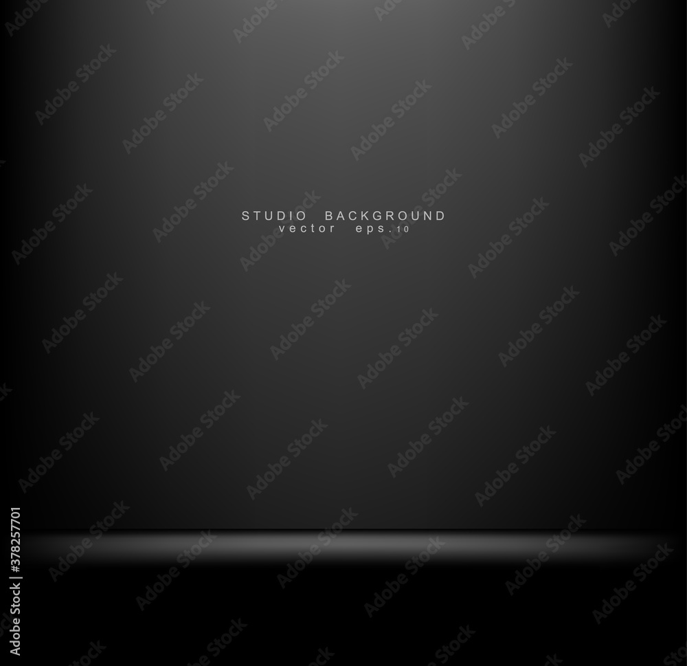 Plakat Stylish black gradient studio showcase room background with dark and light on wall texture abstract, empty space, can use for display your products. illustration Vector EPS 10