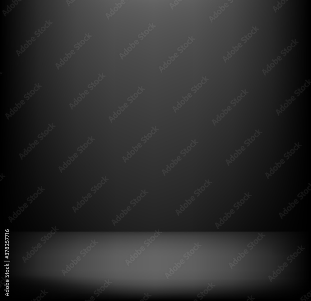 Stylish black gradient studio showcase room background with dark and light on wall texture abstract, empty space, can use for display your products. illustration Vector EPS 10 Stylish black gradient studio showcase room background with dark and light on wall texture abstract, empty space, can use for display your products. illustration Vector EPS 10