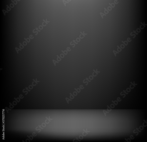 Stylish black gradient studio showcase room background with dark and light on wall texture abstract, empty space, can use for display your products. illustration Vector EPS 10