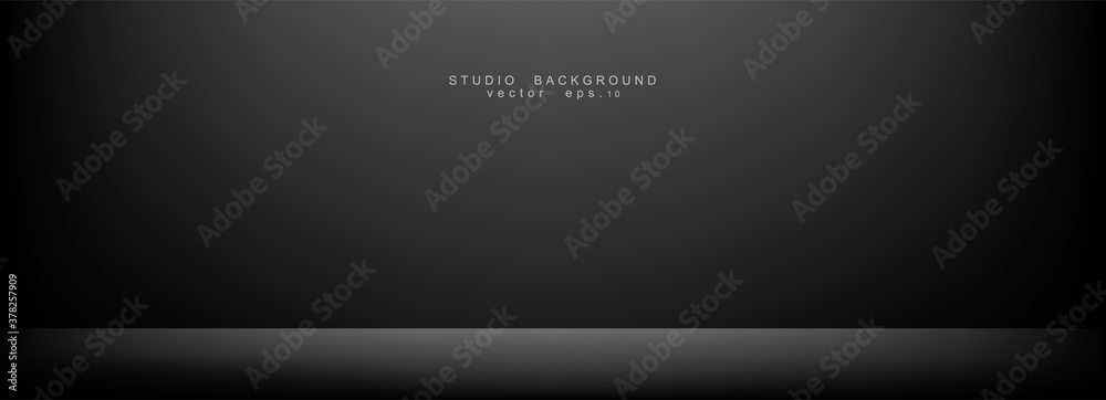 Empty black Studio room Backdrop. Light interior with copyspace for your creative project . Vector illustration EPS 10 - obrazy, fototapety, plakaty 