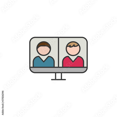 video call laptop friendship outline icon. Elements of friendship line icon. Signs, symbols and vectors can be used for web, logo, mobile app, UI, UX on white background