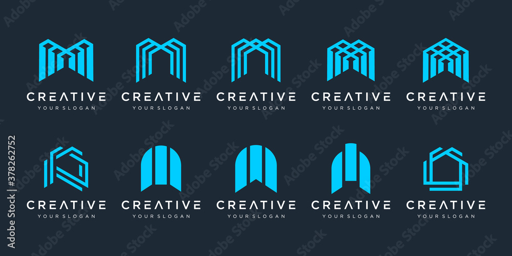 set of creative monogram with design cross overlapping lines modern and elegant. set of creative monogram with design cross overlapping lines modern and elegant.