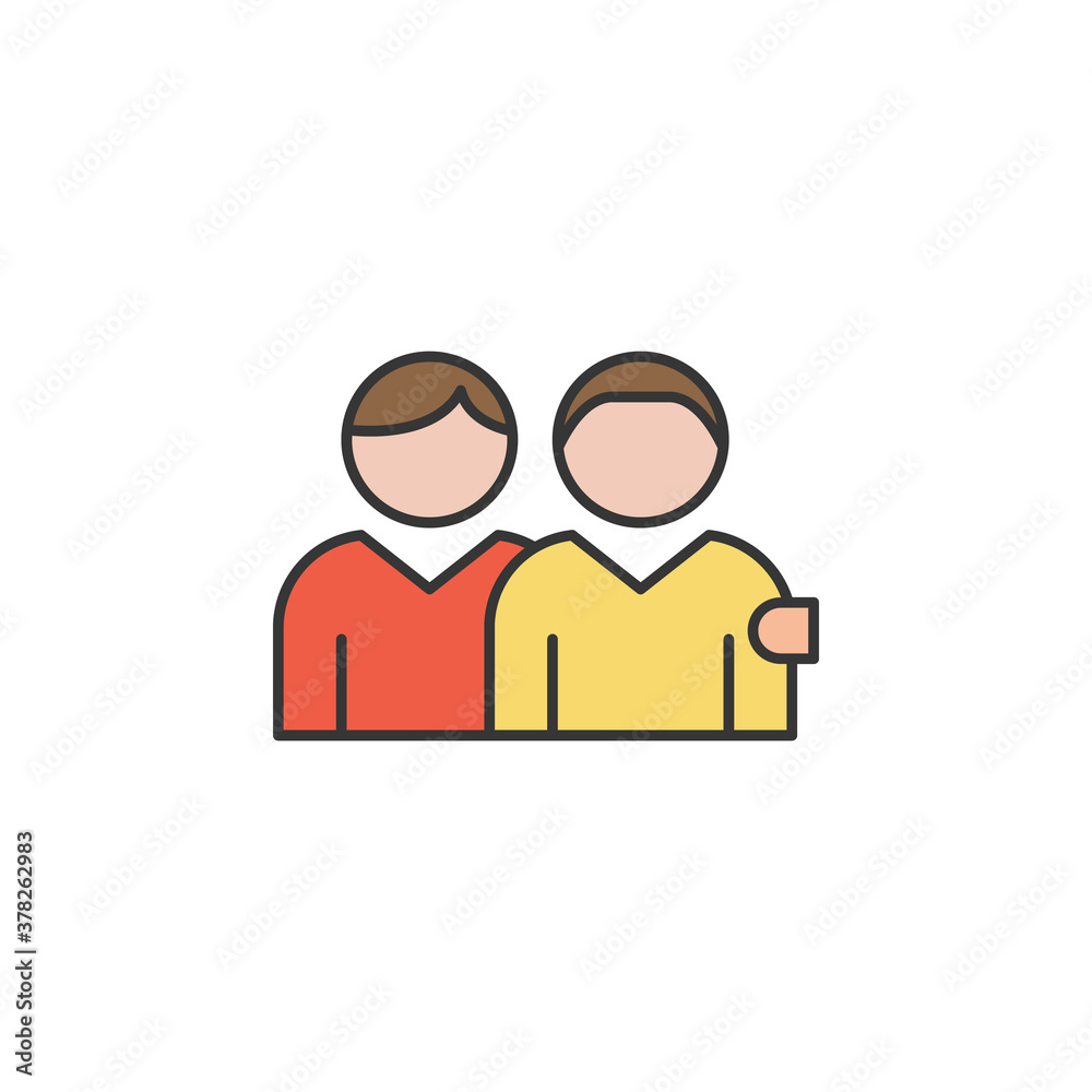 friends 2 men outline icon. Elements of friendship line icon. Signs, symbols and vectors can be used for web, logo, mobile app, UI, UX on white background