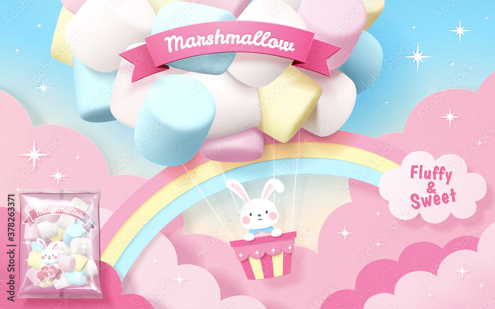 Fluffy and sweet marshmallow ads - obrazy, fototapety, plakaty 