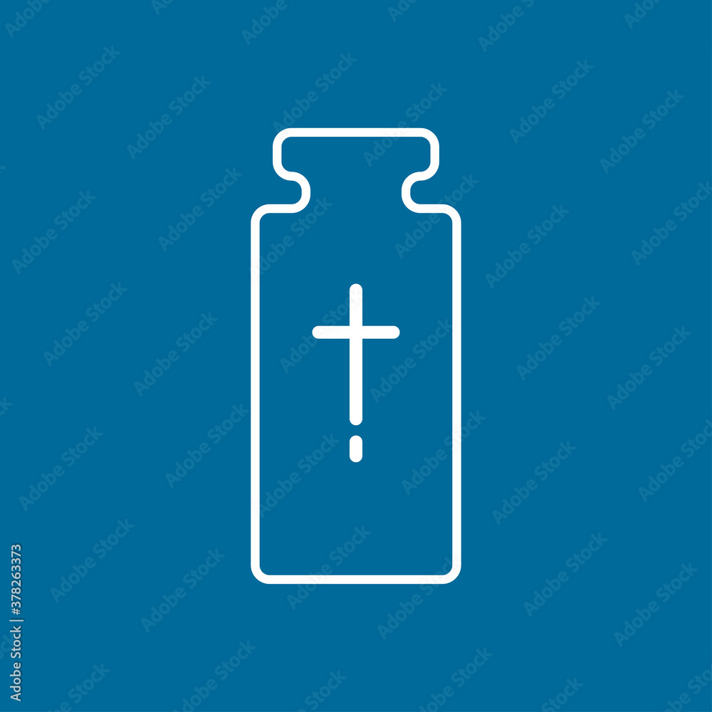 Cross and bottle symbol vector. Cross symbol on bottle logo. Holy water