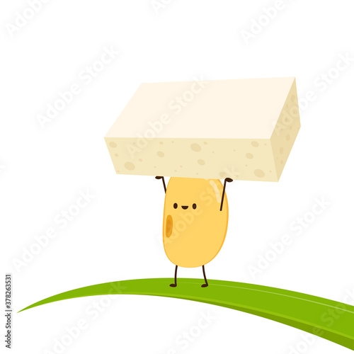 Soybean vector. Soybean character design. Soybean and tofu vector.