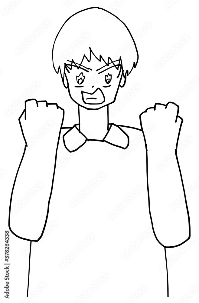 Obraz premium 元気なガッツポーズの看護師 【線画】