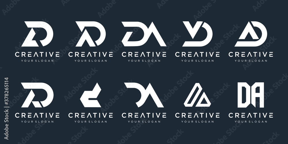 Set of abstract initial letter D, A logo design template. icons for business of fashion, sport, automotive, simple. Set of abstract initial letter D, A logo design template. icons for business of fashion, sport, automotive, simple.