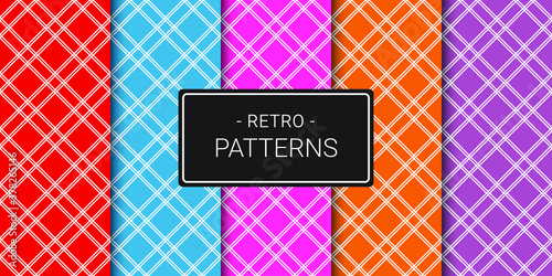Set of Colorful Retro Style Seamless Patterns in EPS 10. This Pattern can be used for Wallpaper, Pattern fills, web page background, packaging, banners, invitations, business cards & fabric print