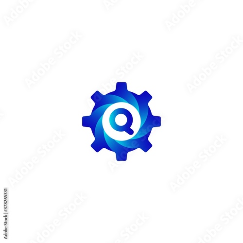 Setting icon q letter vector, Tools, Cog, Gear Sign Isolated on white background. Help options account concept. Trendy Flat style for graphic design, logo, Web site, social media, UI, mobile app © MdEmon