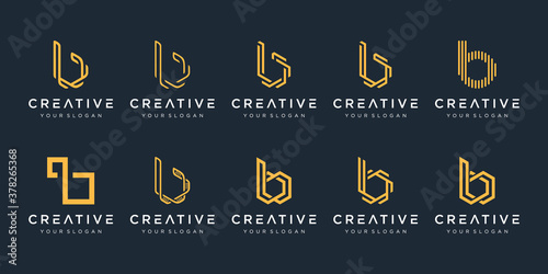set of creative monogram letter B logo design template. The logo can be used for building company.
