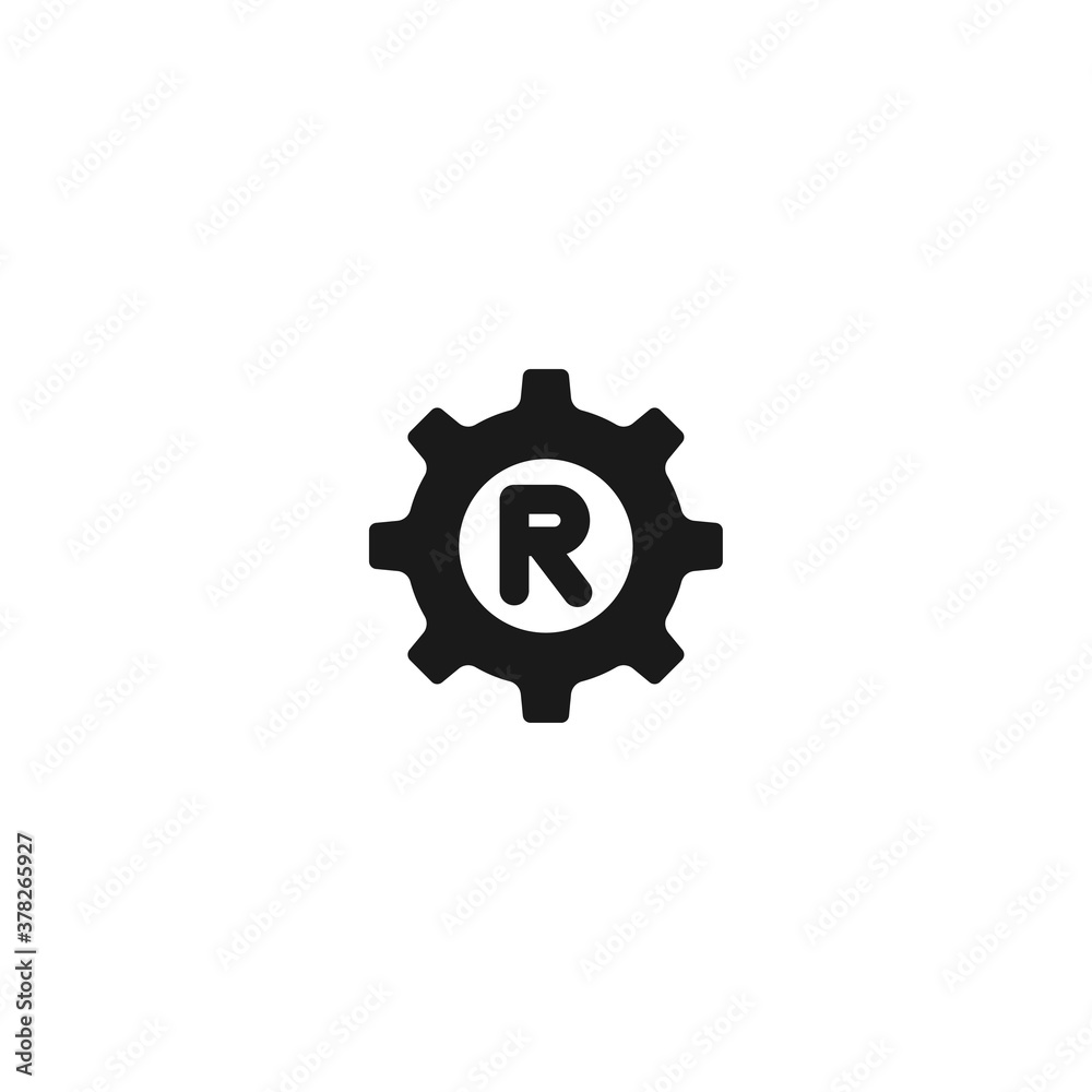 Setting icon r letter vector, Tools, Cog, Gear Sign Isolated on white background. Help options account concept. Trendy Flat style for graphic design, logo, Web site, social media, UI, mobile app Setting icon r letter vector, Tools, Cog, Gear Sign Isolated on white background. Help options account concept. Trendy Flat style for graphic design, logo, Web site, social media, UI, mobile app