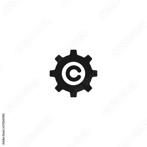 Setting icon e letter vector, Tools, Cog, Gear Sign Isolated on white background. Help options account concept. Trendy Flat style for graphic design, logo, Web site, social media, UI, mobile app