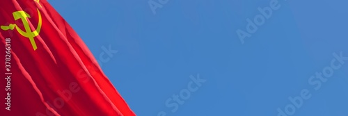 Billede på lærred 3D rendering of the national flag of USSR waving in the wind