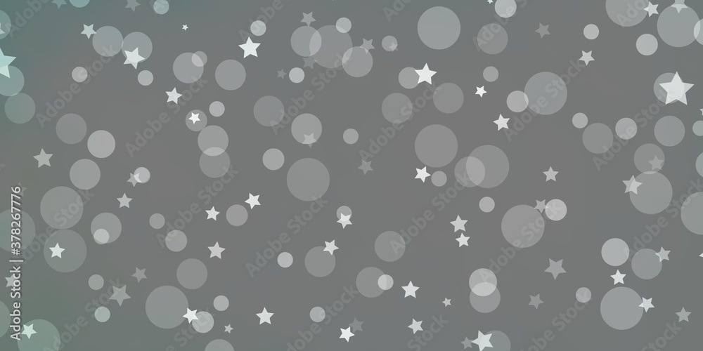 Light Green vector pattern with circles, stars. Abstract design in gradient style with bubbles, stars. Design for wallpaper, fabric makers.