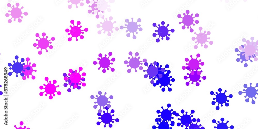 Light pink, blue vector backdrop with virus symbols.