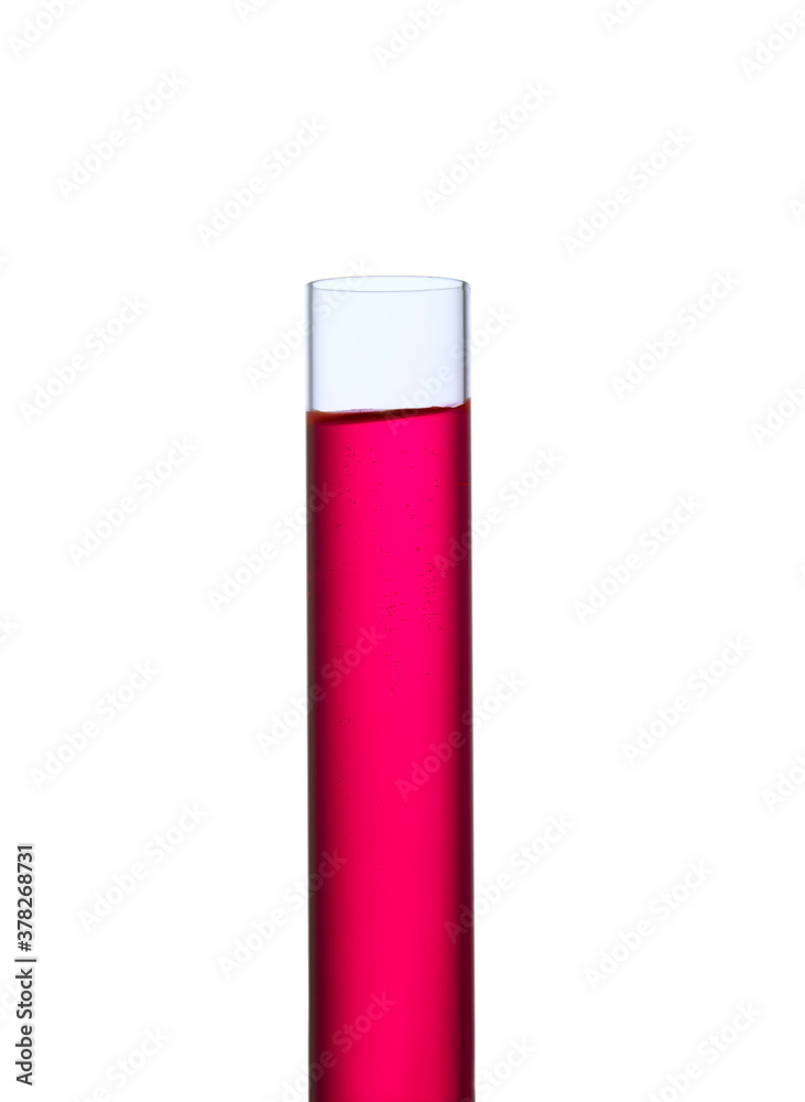 Set with different laboratory glassware and liquid for analysis on white background Set with different laboratory glassware and liquid for analysis on white background