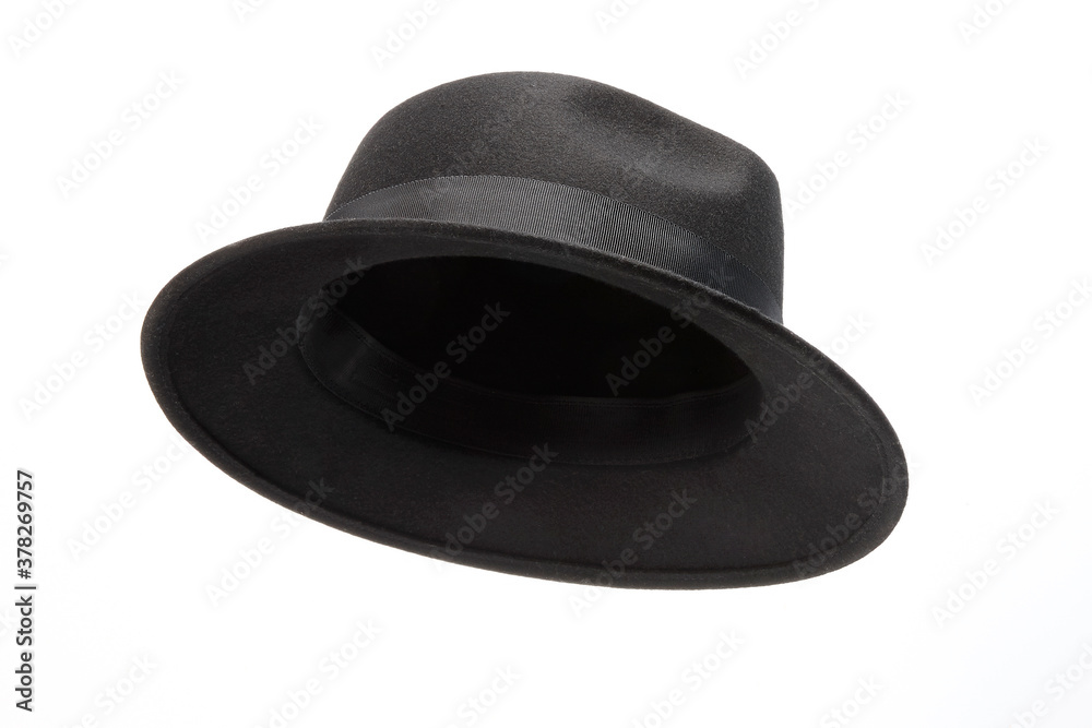 Black hat isolated on white background - obrazy, fototapety, plakaty 