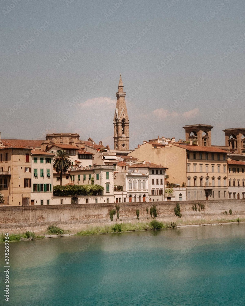 River in Florence, Italy Summertime