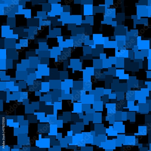 Abstract seamless pattern with sapphire blue colored chaotic squares
