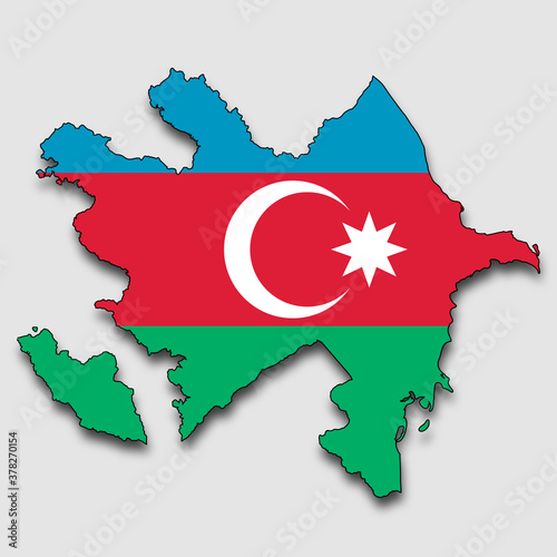 Map of The Republic of Azerbaijan, Filled with the National Flag