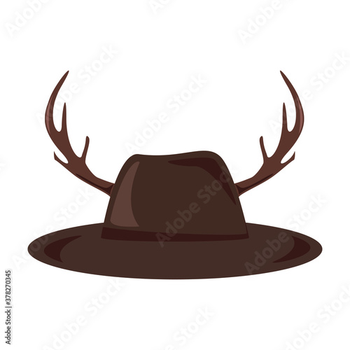 Hat with antlers icon. Hipster style concept